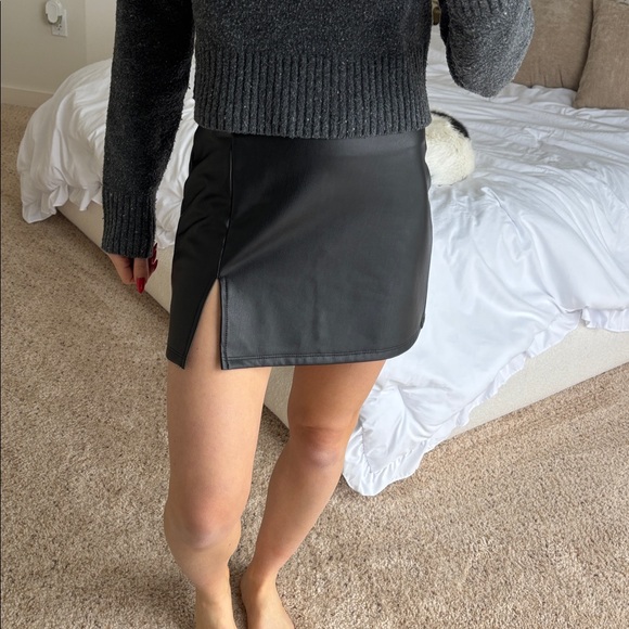 Altar'd State Black Leather mini skirt with slit - Picture 5 of 6